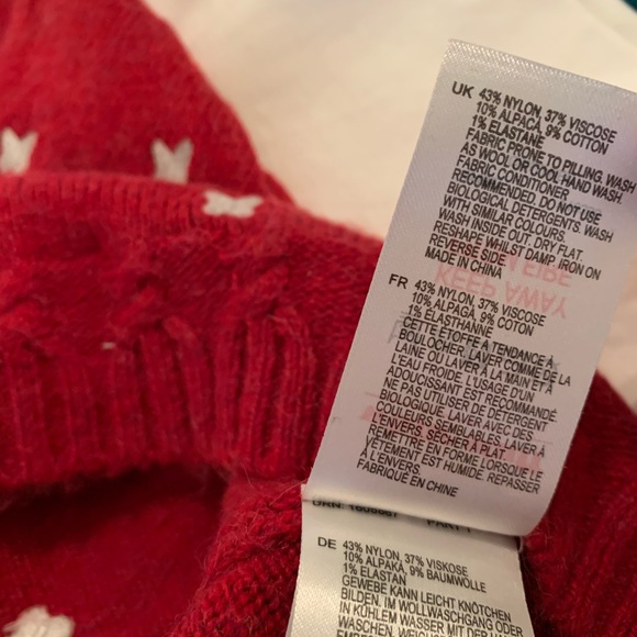 White stuff red sweater with white embroidered butterflies. Size 6 - Picture 6 of 6